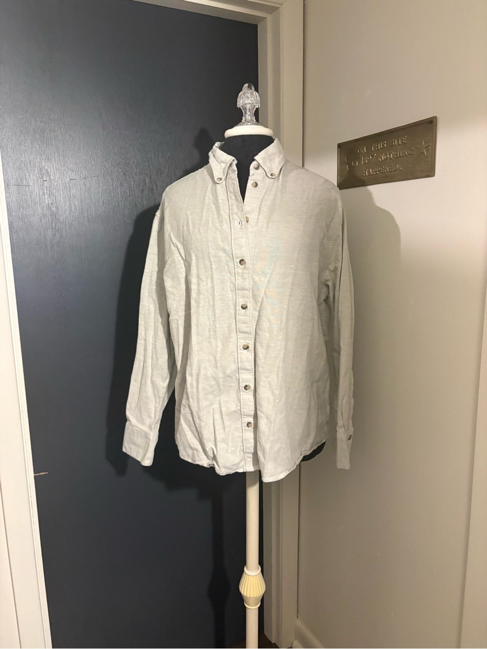 Madewell Women's Button-Down Shirt in Light Gray Cotton Blend